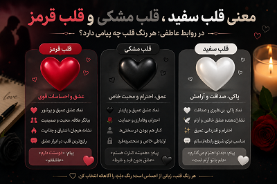 معنی قلب سفیدقلب مشکی و قلب قرمز